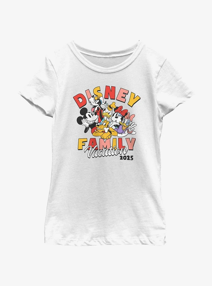 Disney Mickey Mouse Fam Vacay 2025 Youth Girls T-Shirt