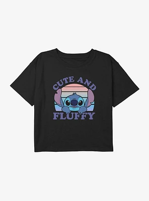 Disney Lilo & Stitch Cute And Fluffy Youth Girls Boxy Crop T-Shirt