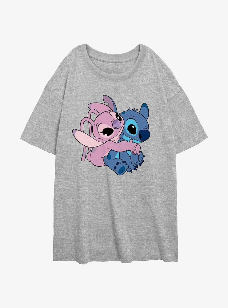 Disney Lilo & Stitch Angel Hug Womens Oversized T-Shirt