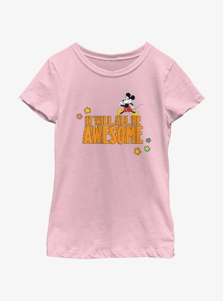 Disney Mickey Mouse Will All Be Awesome Youth Girls T-Shirt