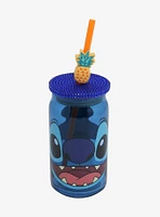 Disney Lilo & Stitch Stitch Face Glass Cup with Straw