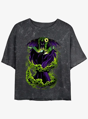 Disney Villains Dis Maleficent Transform Womens Mineral Wash Crop T-Shirt