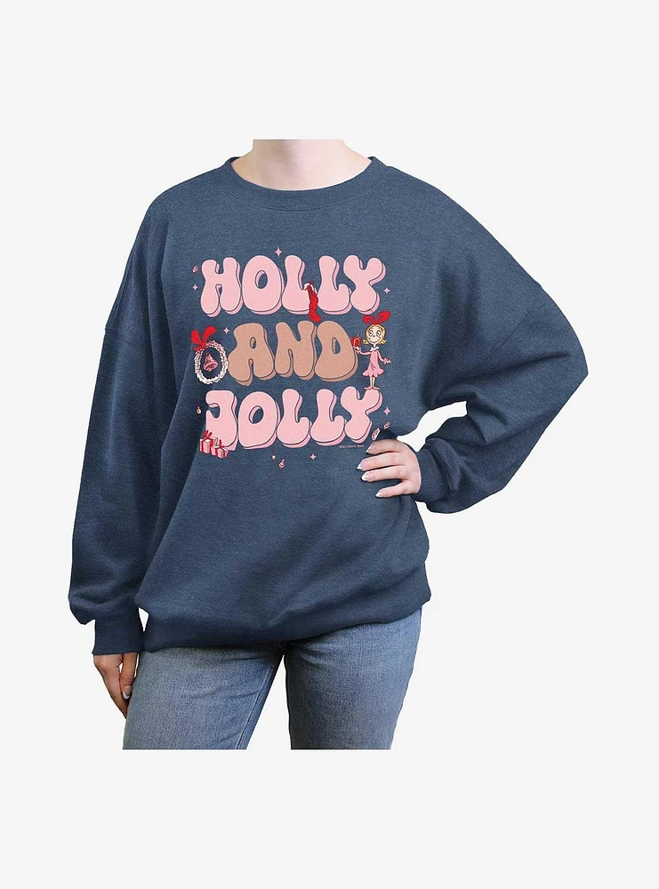 Dr Seuss Holly And Jolly CindyWomens Oversized Sweatshirt