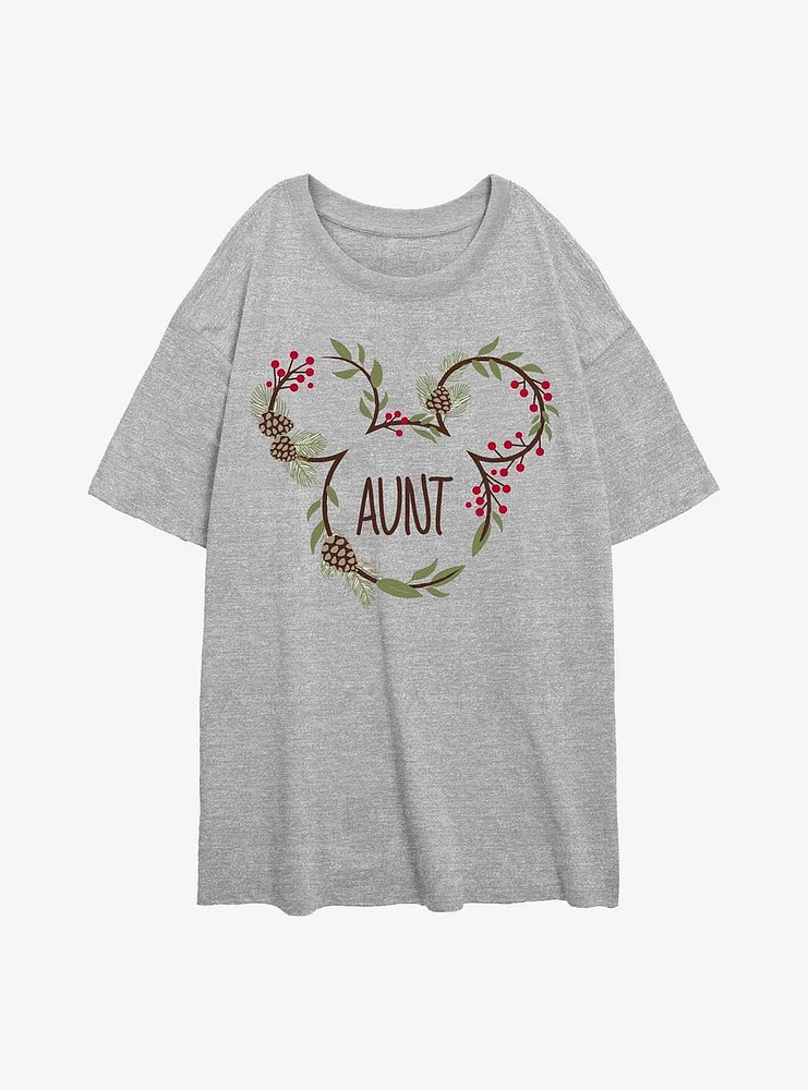 Mickey Mouse Aunt Xmas Ears Womens Oversized T-Shirt