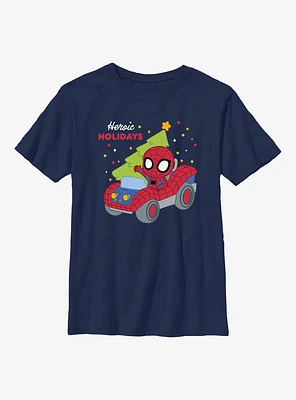 Marvel Heroic Holidays Spider Car Youth T-Shirt