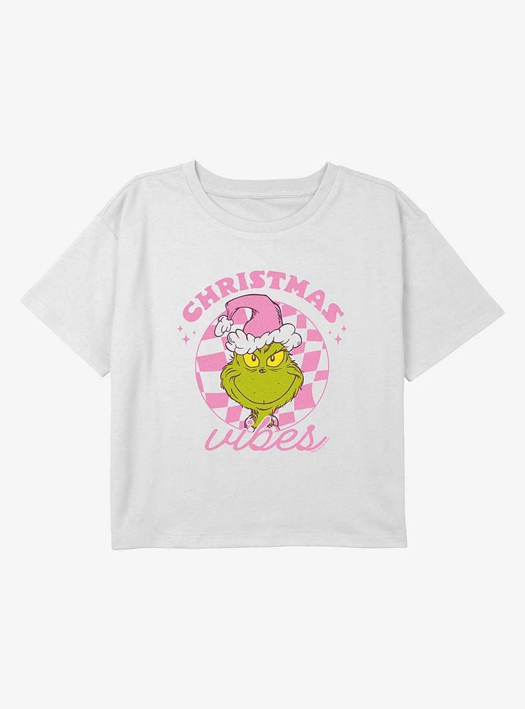 Dr Seuss Christmas Santa Vibes Youth Girls Boxy Crop T-Shirt