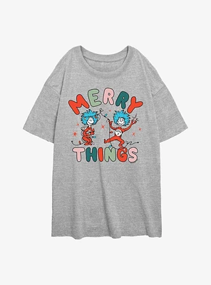 Dr Seuss Merry Things Womens Oversized T-Shirt