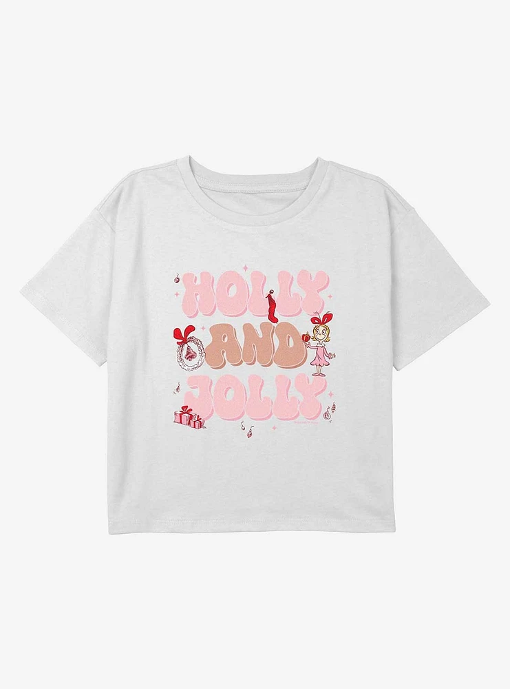 Dr Seuss Holly And Jolly Youth Girls Boxy Crop T-Shirt