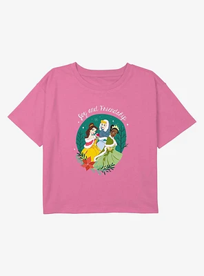 Disney Princesses Joy And Friendship Youth Girls Boxy Crop T-Shirt