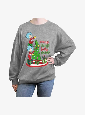 Dr Seuss Merry Things Jolly Womens Oversized Sweatshirt