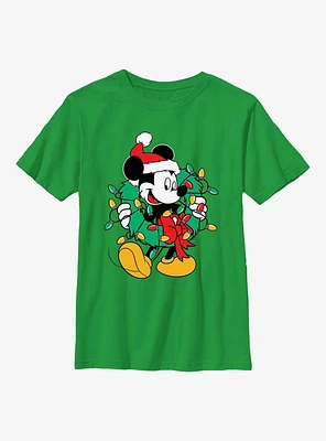 Mickey Mouse Santa Wreath Youth T-Shirt