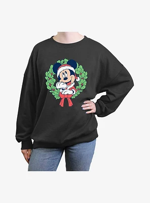 Mickey Mouse Christmas Wreath Womens Oversized Sweatshirt