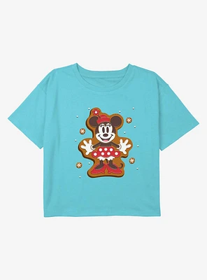 Minnie Mouse Gingerbread Youth Girls Boxy Crop T-Shirt