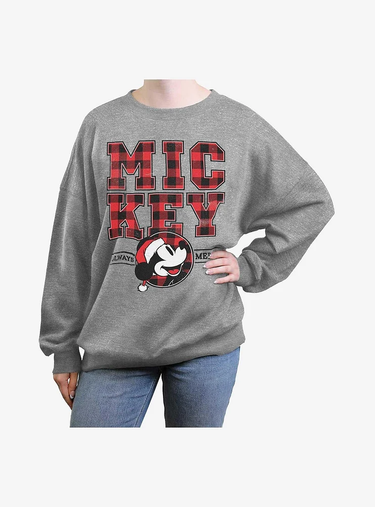 Mickey Mouse Plaid Womens Oversized Sweatshirt