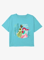 Disney Princesses Winter Magic Youth Girls Boxy Crop T-Shirt