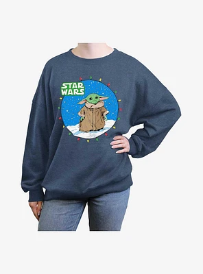 The Mandalorian Snow Baby Lights Womens Oversized Sweatshirt