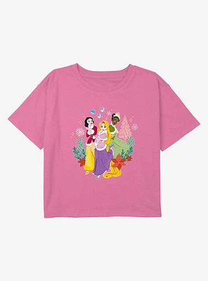 Disney Princesses Winter Princess Youth Girls Boxy Crop T-Shirt