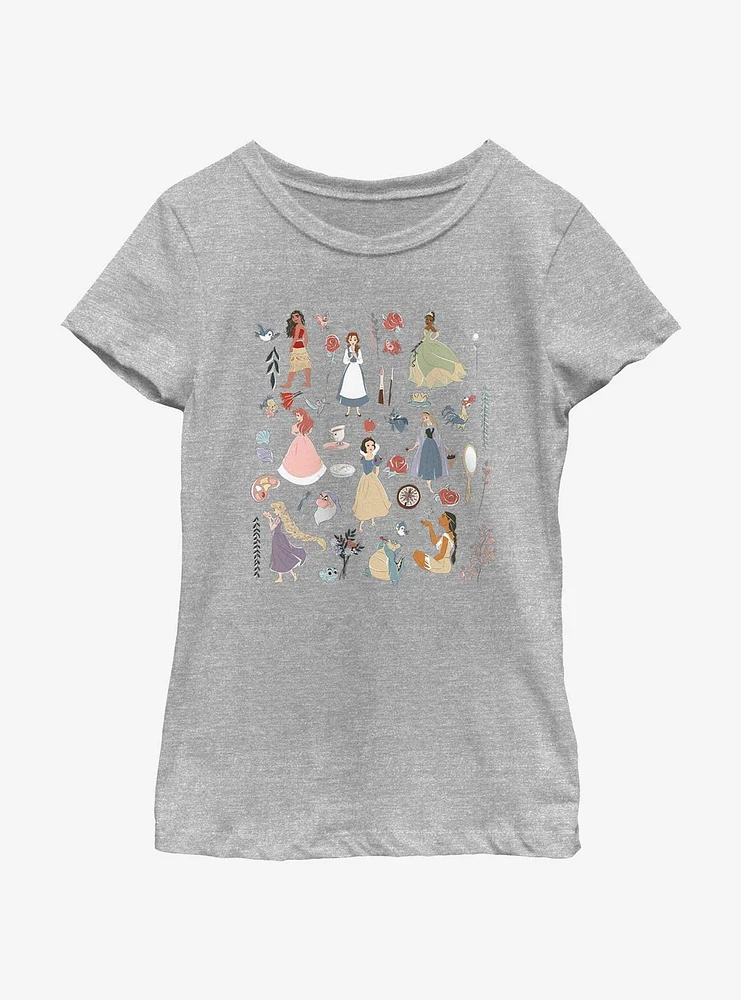 Disney Princesses Vintage Icons Youth Girls T-Shirt