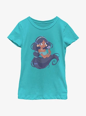 Disney Aladdin Cute Jasmine Manga Version Youth Girls T-Shirt