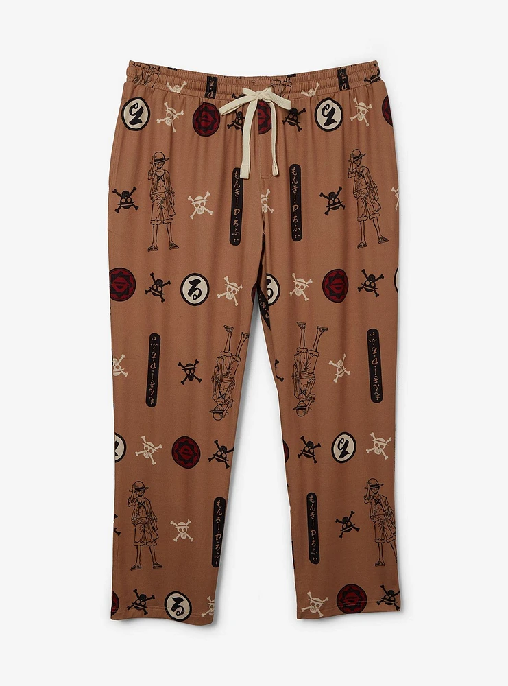 One Piece Monkey D. Luffy Icons Allover Print Women's Plus Sleep Pants - BoxLunch Exclusive