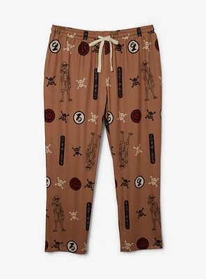 One Piece Monkey D. Luffy Icons Allover Print Women's Plus Sleep Pants - BoxLunch Exclusive