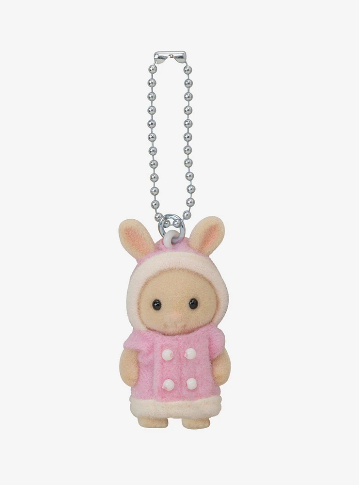 Calico Critters Fluffy Parka Milk Rabbit Baby Flocked Keychain