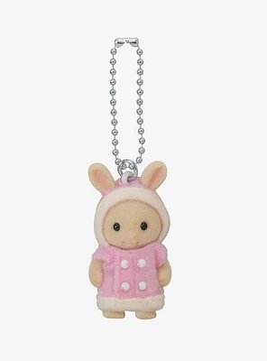 Calico Critters Fluffy Parka Milk Rabbit Baby Flocked Keychain