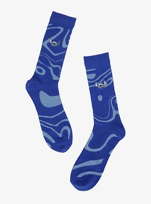 Disney Lilo & Stitch Wave Pattern Embroidered Stitch Crew Socks - BoxLunch Exclusive
