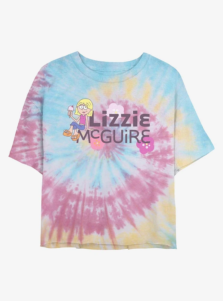 Disney Lizzie McGuire Logo Pop Tie Dye Crop Womens  T-Shirt