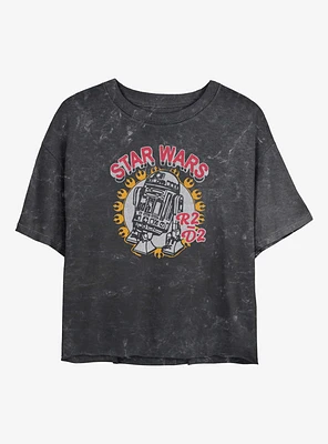 Star Wars Vintage Droid R2-D2 Girls Mineral Wash Crop T-Shirt