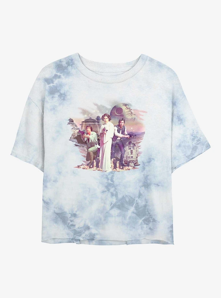 Star Wars Group Pose Brushed Girls Tie-Dye Crop T-Shirt