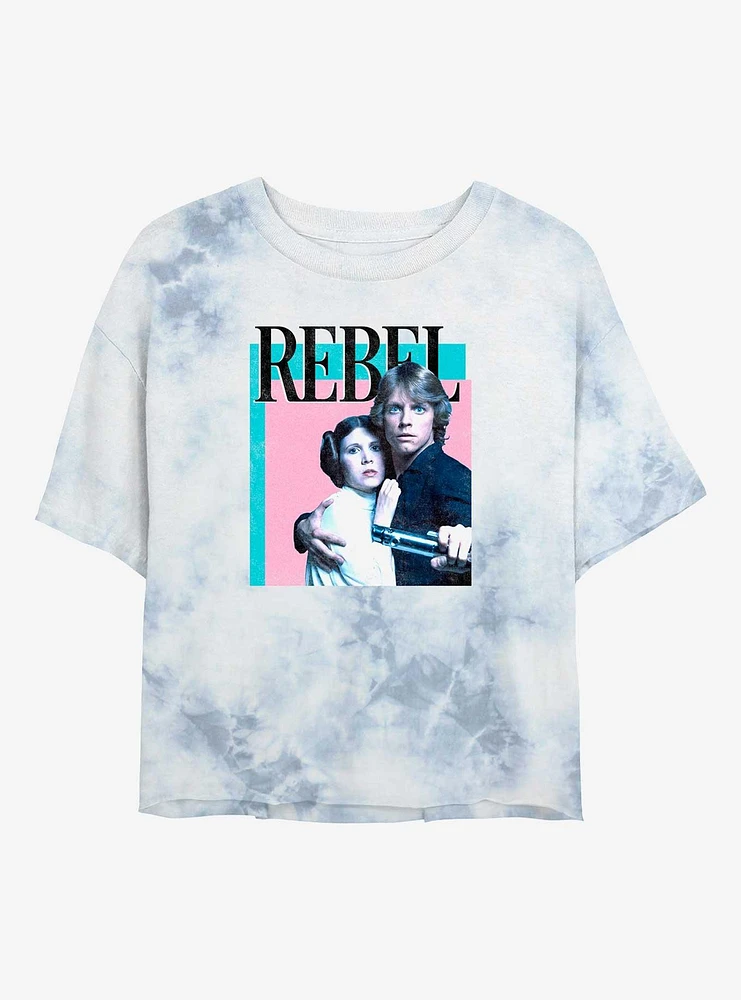 Star Wars Rebel Han And Leia Girls Tie-Dye Crop T-Shirt