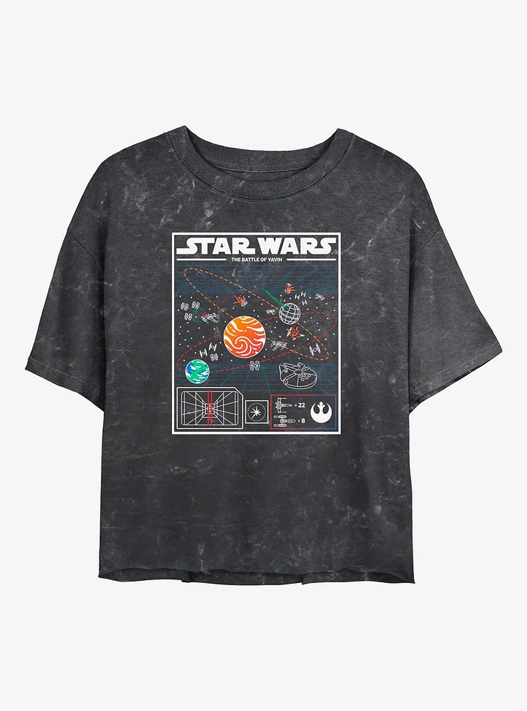 Star Wars Yavin A Great Time Girls Mineral Wash Crop T-Shirt