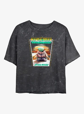 Star Wars The Mandalorian Meditating Grogu Girls Mineral Wash Crop T-Shirt