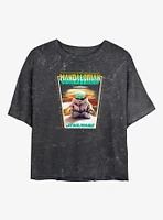 Star Wars The Mandalorian Meditating Grogu Girls Mineral Wash Crop T-Shirt