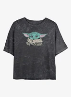 Star Wars The Mandalorian Preppy Grogu Girls Mineral Wash Crop T-Shirt