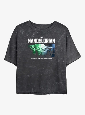 Star Wars The Mandalorian Tiny And Poweful Girls Mineral Wash Crop T-Shirt