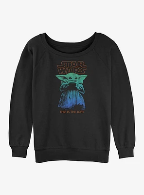 Star Wars The Mandalorian Baby Yoda Vintage Girls Slouchy Sweatshirt