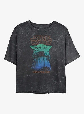 Star Wars The Mandalorian Baby Yoda Vintage Girls Mineral Wash Crop T-Shirt