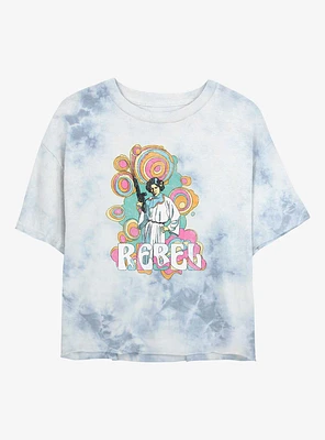 Star Wars Retro Leia Rebel Girls Tie-Dye Crop T-Shirt