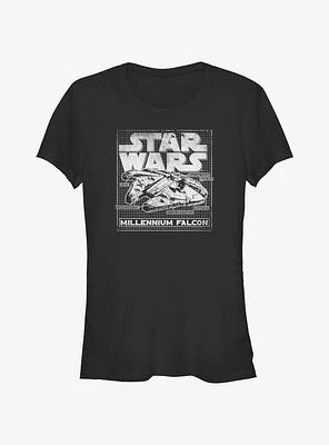 Star Wars Falcon Schematic Girls T-Shirt