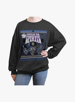 Haunted Mansion Ugly Halloween Girls Oversized Sweatshirt