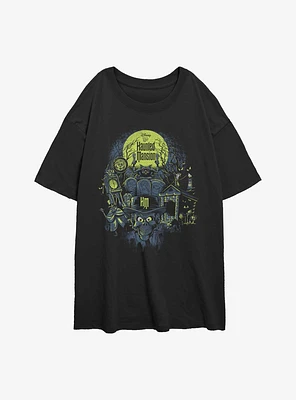 Haunted Mansion Montage Girls Oversized T-Shirt