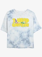 Disney Daisy & Donald Duck I Need Caffeine Girls Tie-Dye Crop T-Shirt