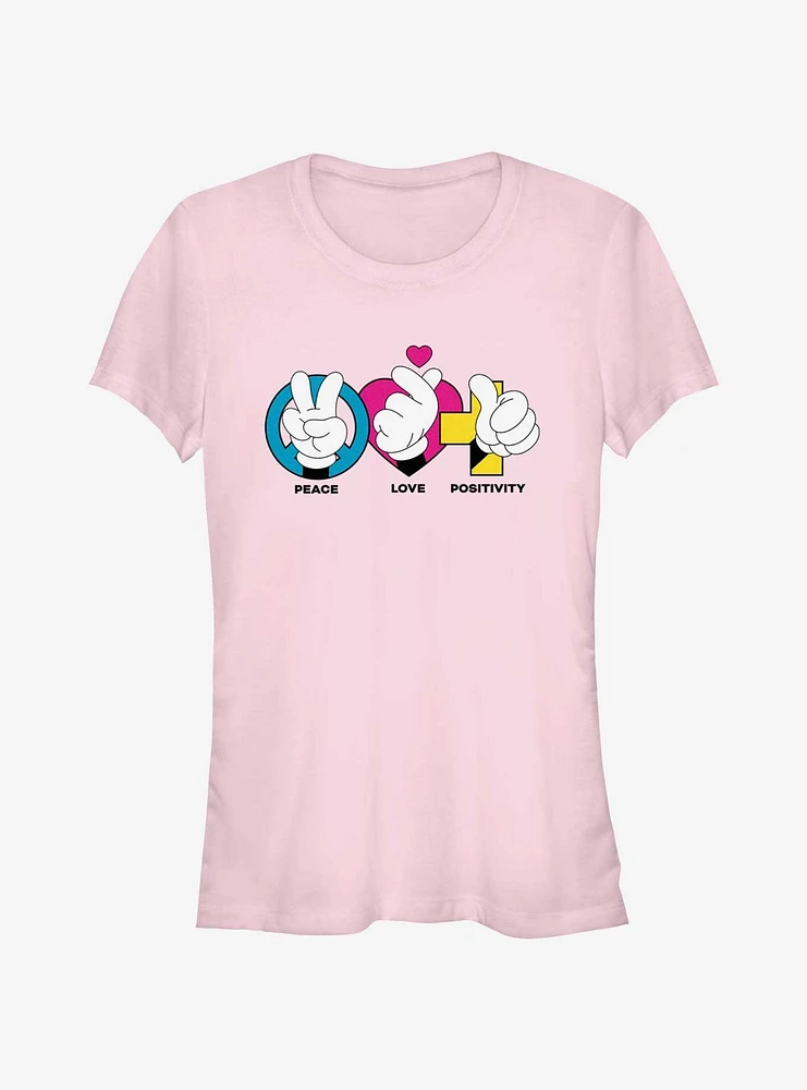 Disney Mickey Mouse Peace Love Positivity Girls T-Shirt