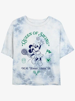 Disney Minnie Mouse Tennis Queen Of Swing Girls Tie-Dye Crop T-Shirt