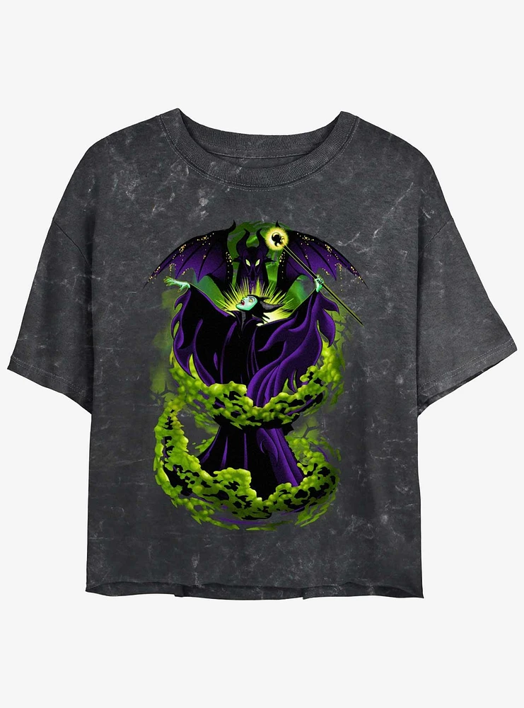 Disney Villains Maleficent Transform Girls Mineral Wash Crop T-Shirt