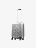 FUL Peanuts Snoopy & Woodstock Embossed Carry-On Luggage Silver