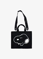 FUL Peanuts Snoopy Black Sherpa Tote Bag with Trolley Strap