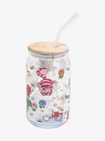 Disney Alice in Wonderland Floral Glass Cup with Lid